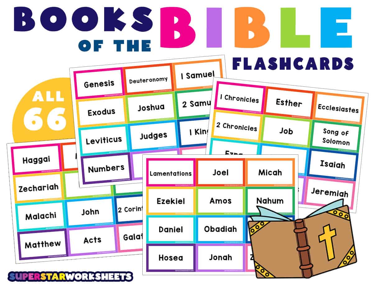 books of the bible flashcards - superstar worksheets